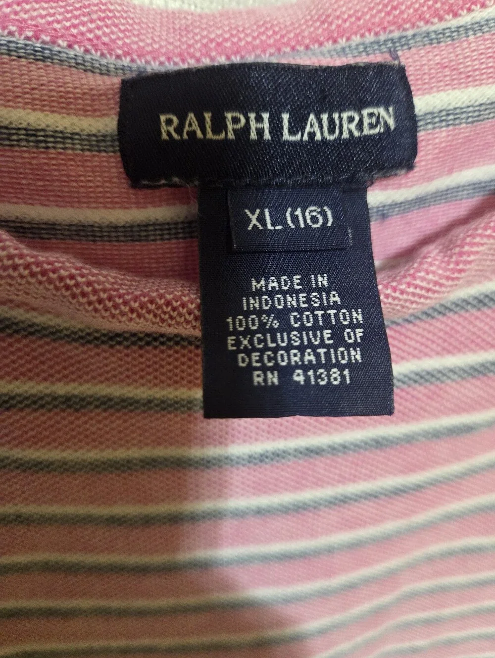 Ralph Lauren Girl’s XL 16 Tank Dress Summer Polo Mesh Striped Pink Blue White